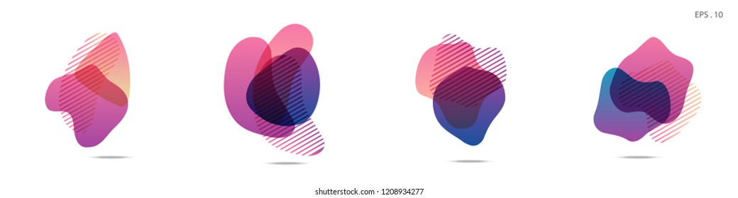 Set of abstract modern graphic elements. Dynamical colored forms and line. Gradient abstract banners with flowing liquid shapes. Template for the design of a logo,flyer or presentation. Vector.
