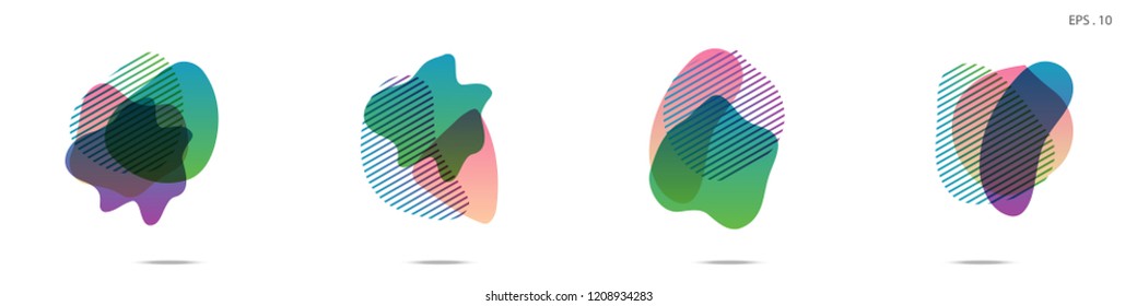 Set of abstract modern graphic elements. Dynamical colored forms and line. Gradient abstract banners with flowing liquid shapes. Template for the design of a logo,flyer or presentation. Vector.