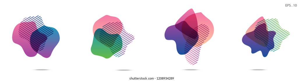 Set of abstract modern graphic elements. Dynamical colored forms and line. Gradient abstract banners with flowing liquid shapes. Template for the design of a logo,flyer or presentation. Vector.