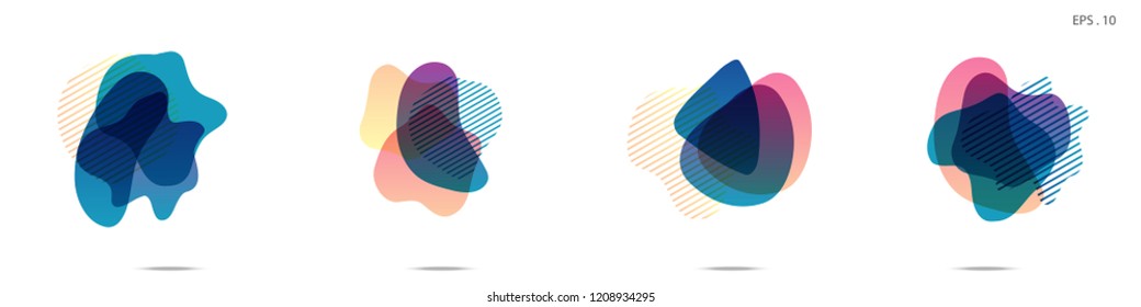 Set of abstract modern graphic elements. Dynamical colored forms and line. Gradient abstract banners with flowing liquid shapes. Template for the design of a logo,flyer or presentation. Vector.