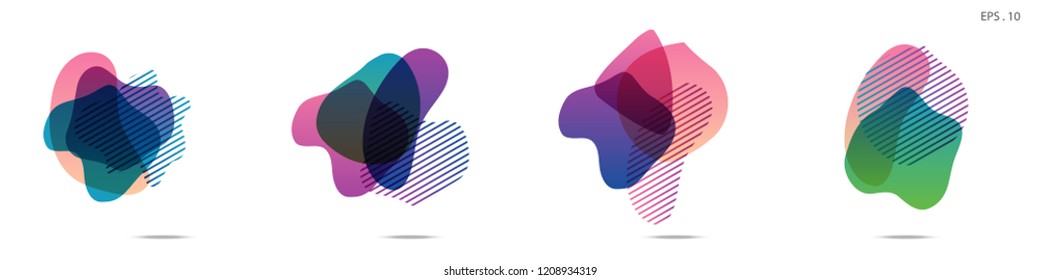 Set of abstract modern graphic elements. Dynamical colored forms and line. Gradient abstract banners with flowing liquid shapes. Template for the design of a logo,flyer or presentation. Vector.