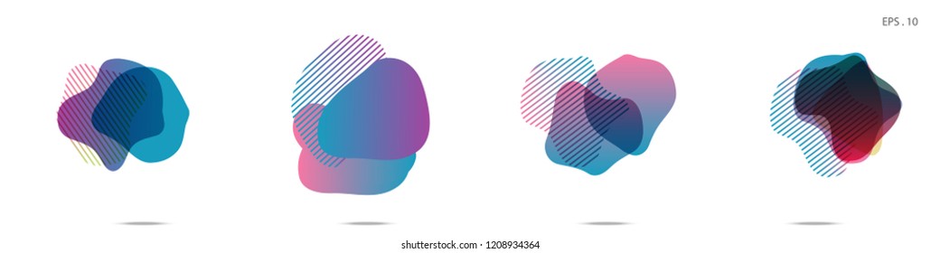 Set of abstract modern graphic elements. Dynamical colored forms and line. Gradient abstract banners with flowing liquid shapes. Template for the design of a logo,flyer or presentation. Vector.