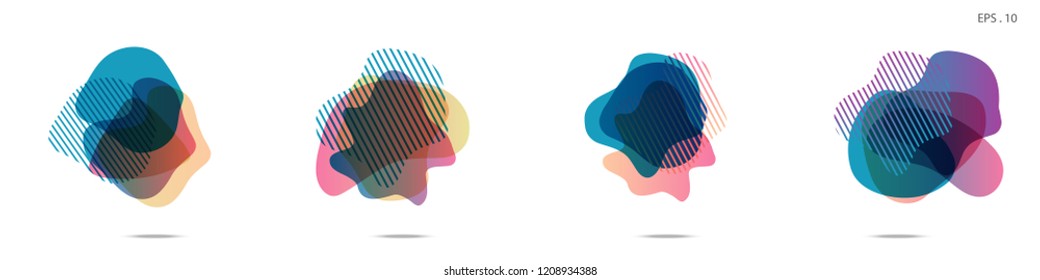 Set of abstract modern graphic elements. Dynamical colored forms and line. Gradient abstract banners with flowing liquid shapes. Template for the design of a logo,flyer or presentation. Vector.