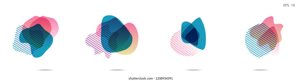 Set of abstract modern graphic elements. Dynamical colored forms and line. Gradient abstract banners with flowing liquid shapes. Template for the design of a logo,flyer or presentation. Vector.
