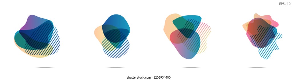 Set of abstract modern graphic elements. Dynamical colored forms and line. Gradient abstract banners with flowing liquid shapes. Template for the design of a logo,flyer or presentation. Vector.