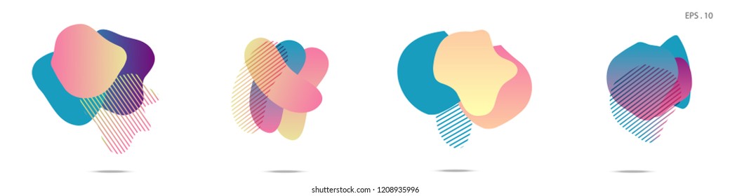 Set of abstract modern graphic elements. Dynamical colored forms and line. Gradient abstract banners with flowing liquid shapes. Template for the design of a logo,flyer or presentation. Vector.