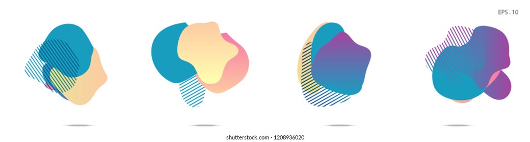 Set of abstract modern graphic elements. Dynamical colored forms and line. Gradient abstract banners with flowing liquid shapes. Template for the design of a logo,flyer or presentation. Vector.