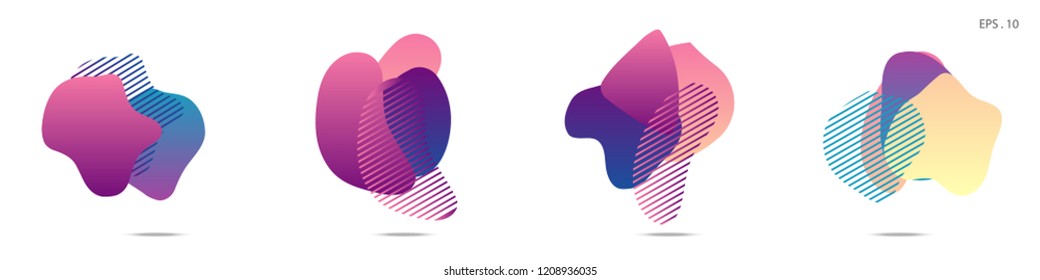 Set of abstract modern graphic elements. Dynamical colored forms and line. Gradient abstract banners with flowing liquid shapes. Template for the design of a logo,flyer or presentation. Vector.