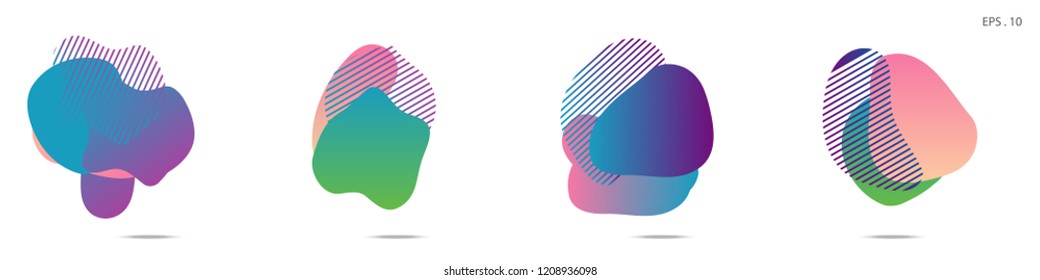 Set of abstract modern graphic elements. Dynamical colored forms and line. Gradient abstract banners with flowing liquid shapes. Template for the design of a logo,flyer or presentation. Vector.