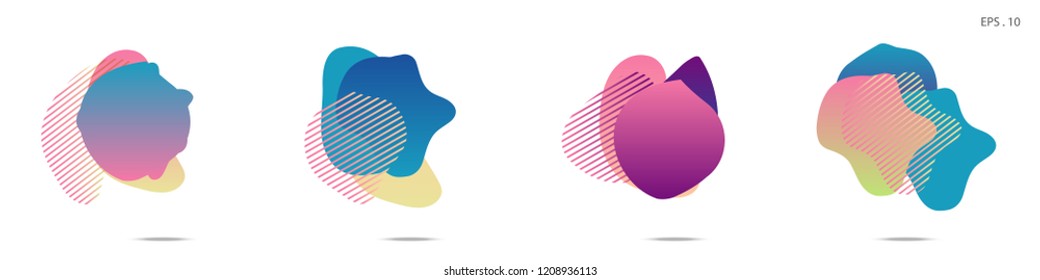 Set of abstract modern graphic elements. Dynamical colored forms and line. Gradient abstract banners with flowing liquid shapes. Template for the design of a logo,flyer or presentation. Vector.