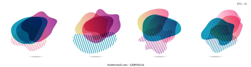 Set of abstract modern graphic elements. Dynamical colored forms and line. Gradient abstract banners with flowing liquid shapes. Template for the design of a logo,flyer or presentation. Vector.