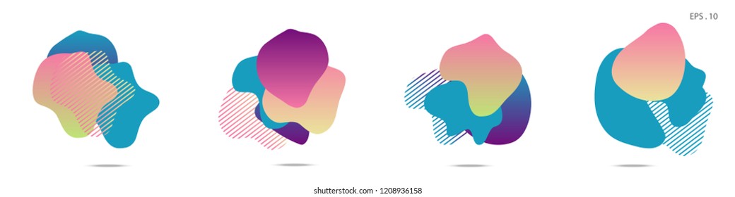 Set of abstract modern graphic elements. Dynamical colored forms and line. Gradient abstract banners with flowing liquid shapes. Template for the design of a logo,flyer or presentation. Vector.