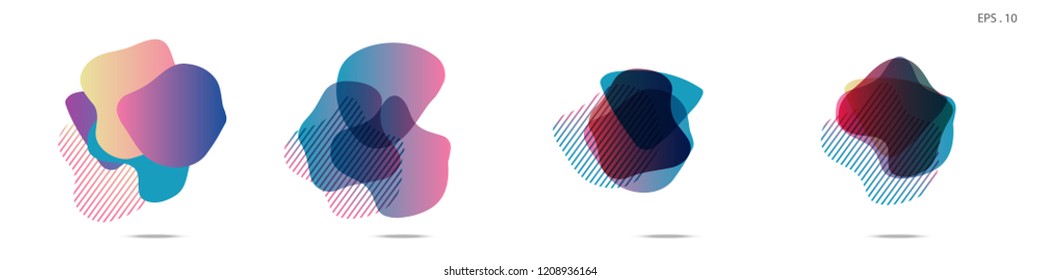 Set of abstract modern graphic elements. Dynamical colored forms and line. Gradient abstract banners with flowing liquid shapes. Template for the design of a logo,flyer or presentation. Vector.