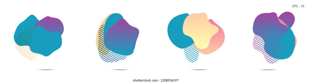 Set of abstract modern graphic elements. Dynamical colored forms and line. Gradient abstract banners with flowing liquid shapes. Template for the design of a logo,flyer or presentation. Vector.