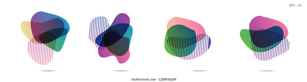 Set of abstract modern graphic elements. Dynamical colored forms and line. Gradient abstract banners with flowing liquid shapes. Template for the design of a logo,flyer or presentation. Vector.