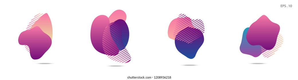 Set of abstract modern graphic elements. Dynamical colored forms and line. Gradient abstract banners with flowing liquid shapes. Template for the design of a logo,flyer or presentation. Vector.