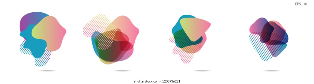 Set of abstract modern graphic elements. Dynamical colored forms and line. Gradient abstract banners with flowing liquid shapes. Template for the design of a logo,flyer or presentation. Vector.