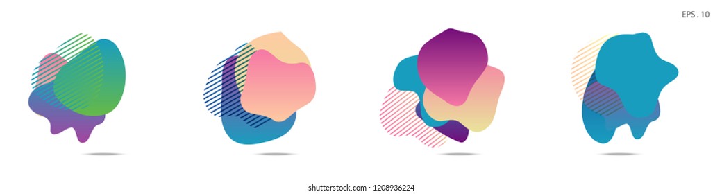 Set of abstract modern graphic elements. Dynamical colored forms and line. Gradient abstract banners with flowing liquid shapes. Template for the design of a logo,flyer or presentation. Vector.