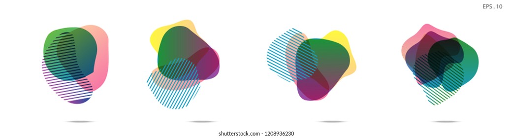 Set of abstract modern graphic elements. Dynamical colored forms and line. Gradient abstract banners with flowing liquid shapes. Template for the design of a logo,flyer or presentation. Vector.