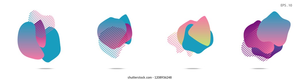 Set of abstract modern graphic elements. Dynamical colored forms and line. Gradient abstract banners with flowing liquid shapes. Template for the design of a logo,flyer or presentation. Vector.