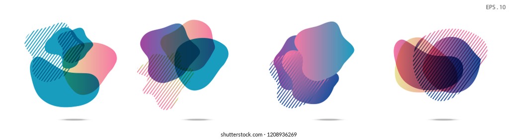 Set of abstract modern graphic elements. Dynamical colored forms and line. Gradient abstract banners with flowing liquid shapes. Template for the design of a logo,flyer or presentation. Vector.