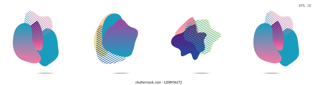 Set of abstract modern graphic elements. Dynamical colored forms and line. Gradient abstract banners with flowing liquid shapes. Template for the design of a logo,flyer or presentation. Vector.