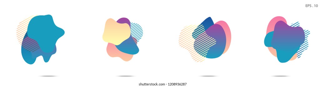 Set of abstract modern graphic elements. Dynamical colored forms and line. Gradient abstract banners with flowing liquid shapes. Template for the design of a logo,flyer or presentation. Vector.