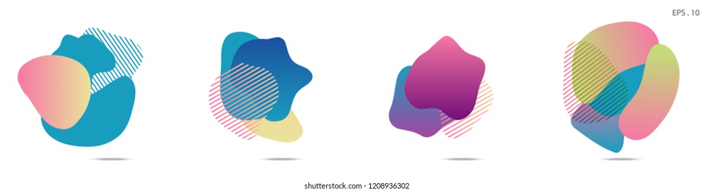 Set of abstract modern graphic elements. Dynamical colored forms and line. Gradient abstract banners with flowing liquid shapes. Template for the design of a logo,flyer or presentation. Vector.