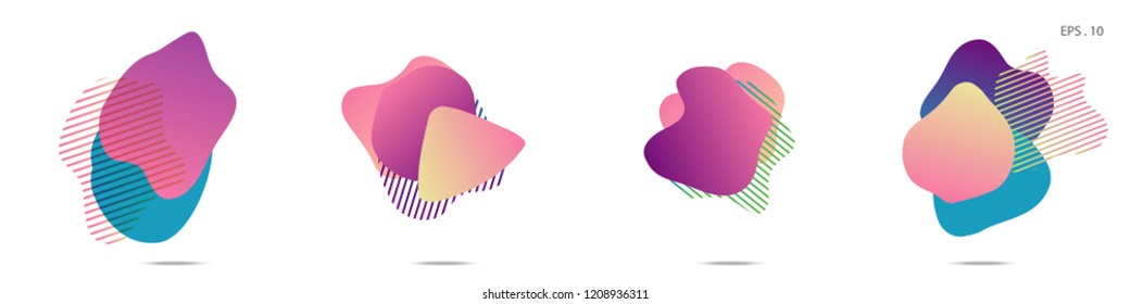 Set of abstract modern graphic elements. Dynamical colored forms and line. Gradient abstract banners with flowing liquid shapes. Template for the design of a logo,flyer or presentation. Vector.