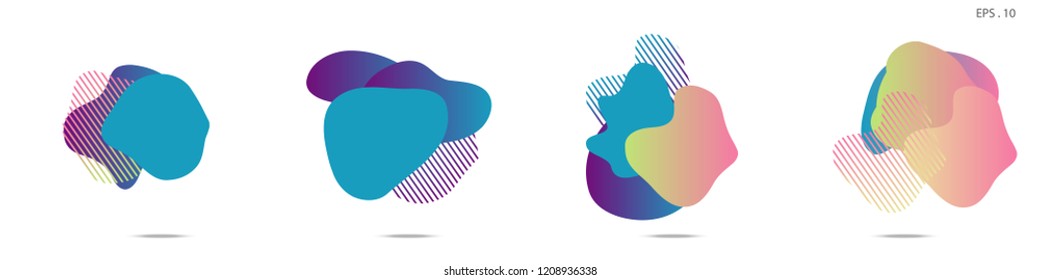 Set of abstract modern graphic elements. Dynamical colored forms and line. Gradient abstract banners with flowing liquid shapes. Template for the design of a logo,flyer or presentation. Vector.
