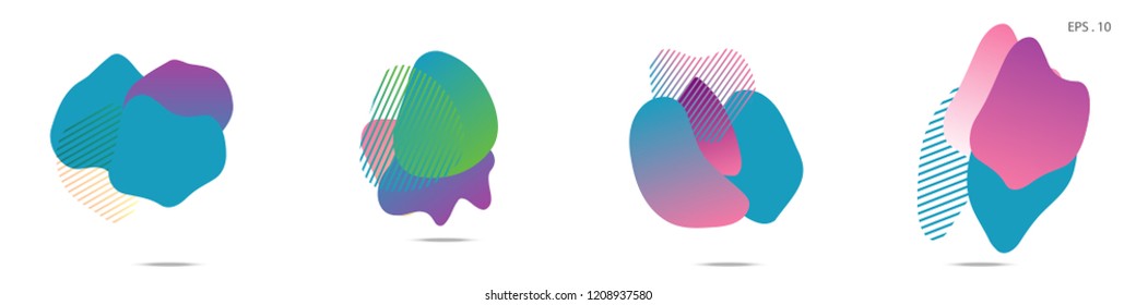 Set of abstract modern graphic elements. Dynamical colored forms and line. Gradient abstract banners with flowing liquid shapes. Template for the design of a logo,flyer or presentation. Vector.