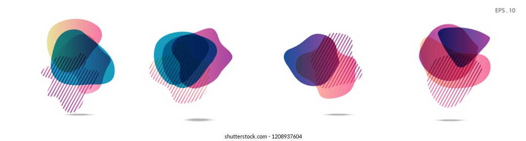 Set of abstract modern graphic elements. Dynamical colored forms and line. Gradient abstract banners with flowing liquid shapes. Template for the design of a logo,flyer or presentation. Vector.