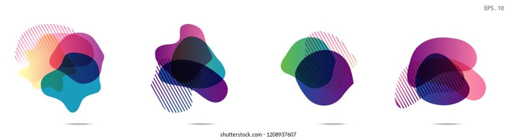 Set of abstract modern graphic elements. Dynamical colored forms and line. Gradient abstract banners with flowing liquid shapes. Template for the design of a logo,flyer or presentation. Vector.