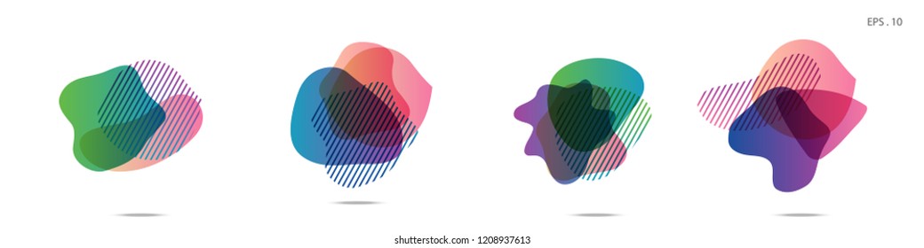 Set of abstract modern graphic elements. Dynamical colored forms and line. Gradient abstract banners with flowing liquid shapes. Template for the design of a logo,flyer or presentation. Vector.