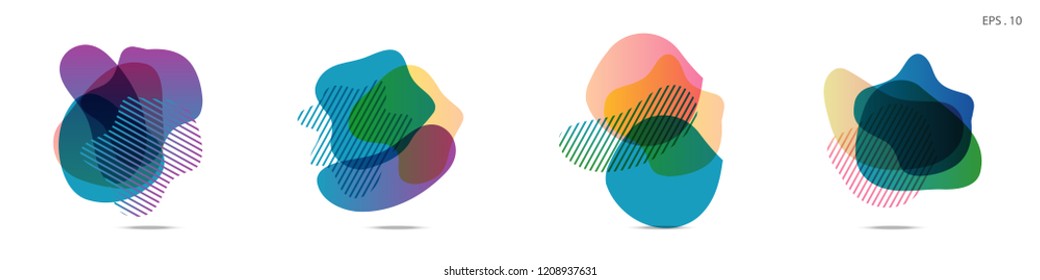 Set of abstract modern graphic elements. Dynamical colored forms and line. Gradient abstract banners with flowing liquid shapes. Template for the design of a logo,flyer or presentation. Vector.