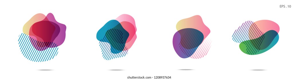 Set of abstract modern graphic elements. Dynamical colored forms and line. Gradient abstract banners with flowing liquid shapes. Template for the design of a logo,flyer or presentation. Vector.
