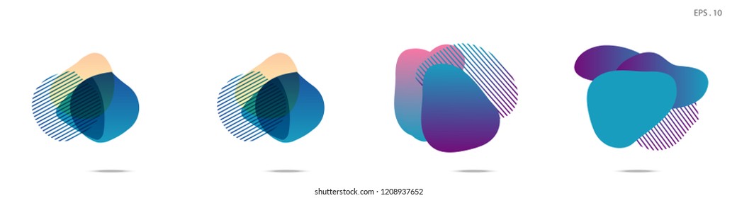 Set of abstract modern graphic elements. Dynamical colored forms and line. Gradient abstract banners with flowing liquid shapes. Template for the design of a logo,flyer or presentation. Vector.