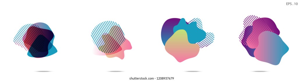 Set of abstract modern graphic elements. Dynamical colored forms and line. Gradient abstract banners with flowing liquid shapes. Template for the design of a logo,flyer or presentation. Vector.