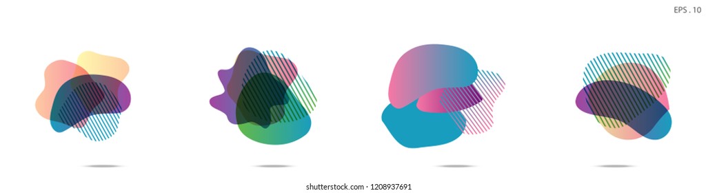 Set of abstract modern graphic elements. Dynamical colored forms and line. Gradient abstract banners with flowing liquid shapes. Template for the design of a logo,flyer or presentation. Vector.