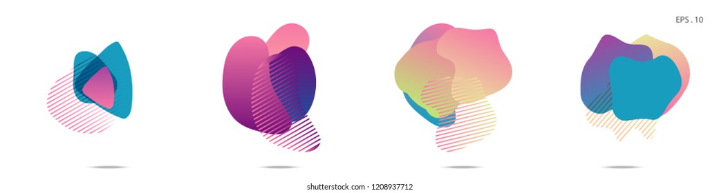 Set of abstract modern graphic elements. Dynamical colored forms and line. Gradient abstract banners with flowing liquid shapes. Template for the design of a logo,flyer or presentation. Vector.