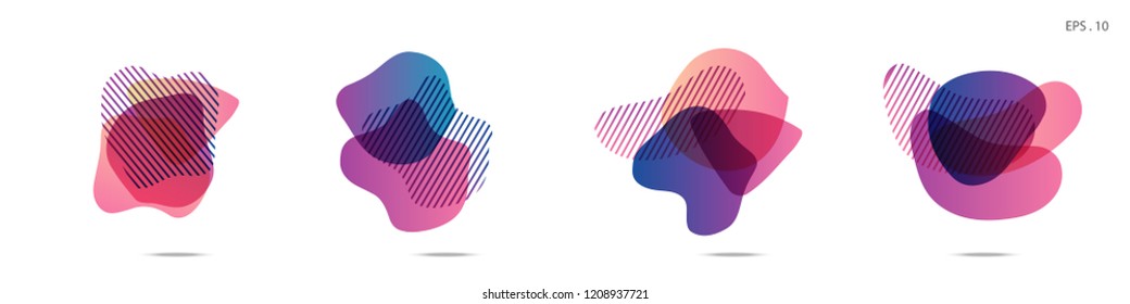 Set of abstract modern graphic elements. Dynamical colored forms and line. Gradient abstract banners with flowing liquid shapes. Template for the design of a logo,flyer or presentation. Vector.