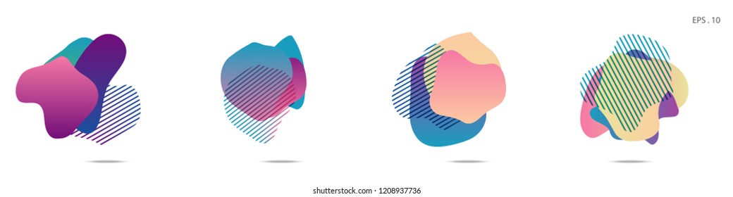 Set of abstract modern graphic elements. Dynamical colored forms and line. Gradient abstract banners with flowing liquid shapes. Template for the design of a logo,flyer or presentation. Vector.