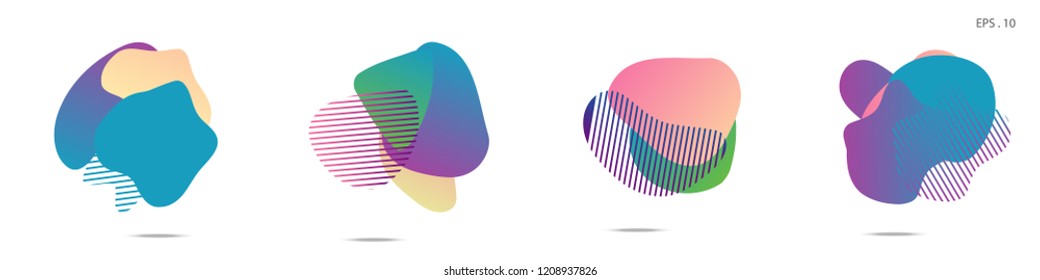 Set of abstract modern graphic elements. Dynamical colored forms and line. Gradient abstract banners with flowing liquid shapes. Template for the design of a logo,flyer or presentation. Vector.