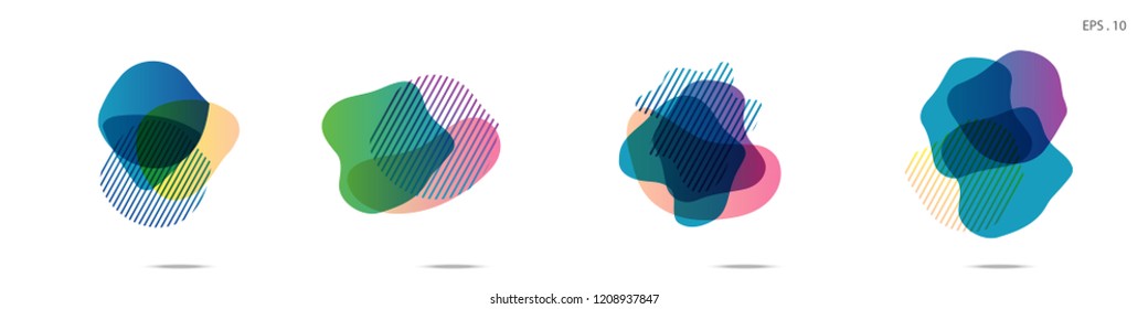 Set of abstract modern graphic elements. Dynamical colored forms and line. Gradient abstract banners with flowing liquid shapes. Template for the design of a logo,flyer or presentation. Vector.