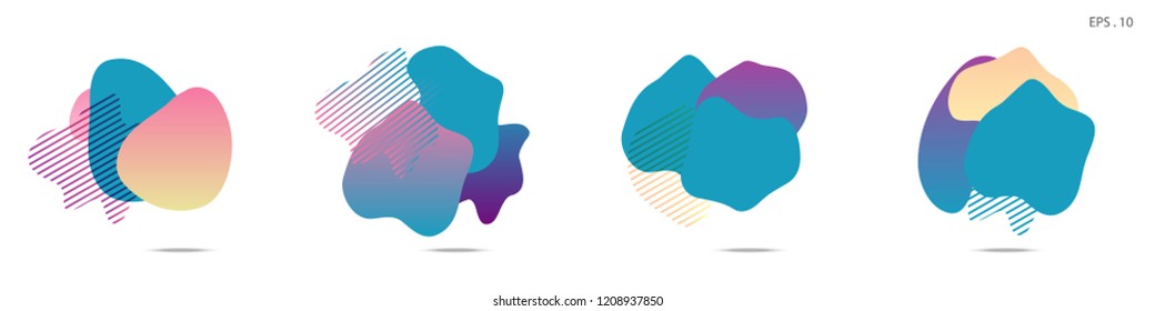 Set of abstract modern graphic elements. Dynamical colored forms and line. Gradient abstract banners with flowing liquid shapes. Template for the design of a logo,flyer or presentation. Vector.
