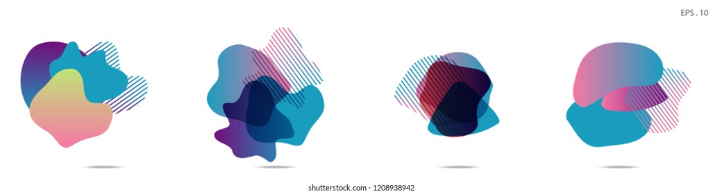 Set of abstract modern graphic elements. Dynamical colored forms and line. Gradient abstract banners with flowing liquid shapes. Template for the design of a logo,flyer or presentation. Vector.
