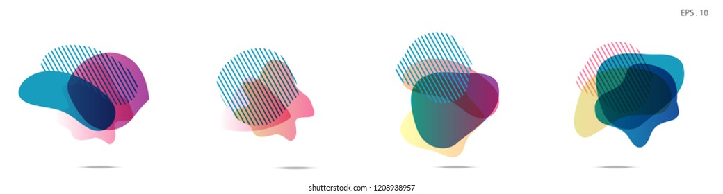 Set of abstract modern graphic elements. Dynamical colored forms and line. Gradient abstract banners with flowing liquid shapes. Template for the design of a logo,flyer or presentation. Vector.