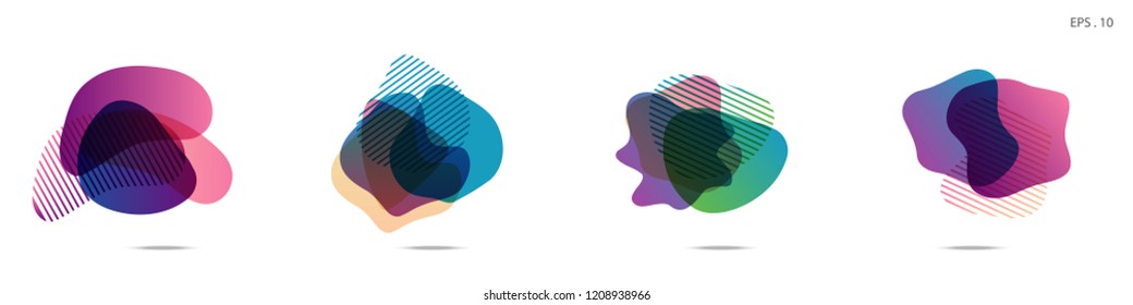 Set of abstract modern graphic elements. Dynamical colored forms and line. Gradient abstract banners with flowing liquid shapes. Template for the design of a logo,flyer or presentation. Vector.