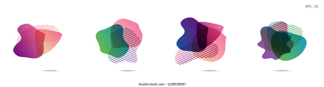 Set of abstract modern graphic elements. Dynamical colored forms and line. Gradient abstract banners with flowing liquid shapes. Template for the design of a logo,flyer or presentation. Vector.