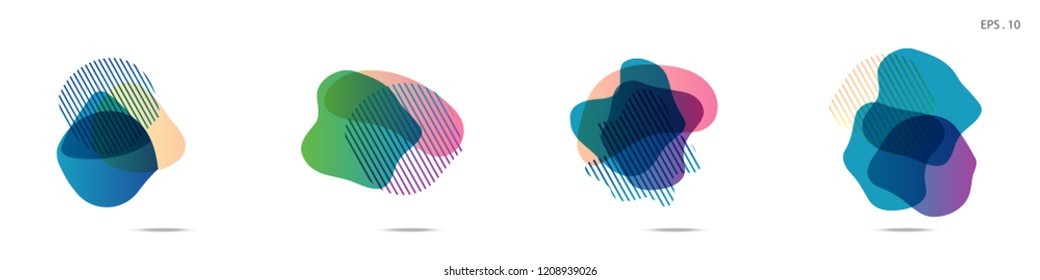 Set of abstract modern graphic elements. Dynamical colored forms and line. Gradient abstract banners with flowing liquid shapes. Template for the design of a logo,flyer or presentation. Vector.